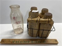 Sunrise milk bottle and wood bottles