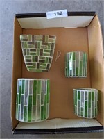 Green Mosaic Candle Holders