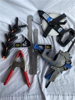 Clamps, level squares, and measuring tape -C