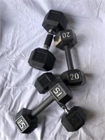 Mixed Dumbbells, 20 , 15, 10 pound weights -WG