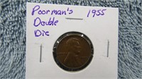 1955 POOR MAN\'S DOUBLE DIE LINCOLN CENT