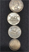 1959 Canadian $.25 piece 
1975 Canadian five