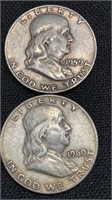 1959 and 1960 Franklin half dollars
