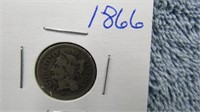 1866 NICKEL THREE CENT PIECE