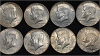 Kennedy half dollars 
lot of 8 
1964 
1965