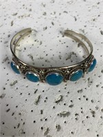 Southwestern .925 Silver/Turquoise Cuff, Signed