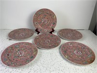Chinese Pink Peony 10" Plates, Set of 6