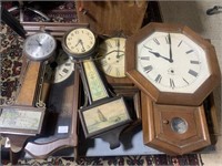 6 Wall Clocks and Banjo Clock, Sessions, Key Wind