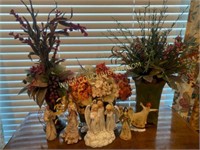 Faux Floral Bouquets & Angel Figurines