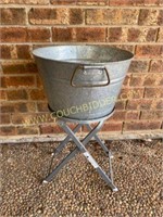 Small Galvanized Bucket and Stand