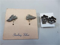 2 Pair Sterling Silver Screwback Earrings