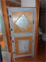 Handcrafted Tin Panel Front Corner Cabinet