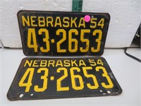 1954 Nebraska License Plate Set 43-2653