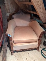 Vintage Wood Trimmed Upholstered Chair