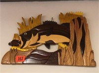 Hand carved wooden fish artwork