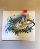 Mounted fish head, lure art piece