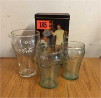 Coca-Cola glasses (3), tin
