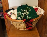 Basket of Christmas sweaters