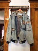 Vintage denim jacket, military patches