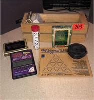 Games lot, cards, dice set, electronic game