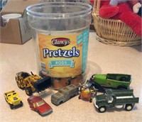 Tub of toy cars/trucks