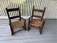 2 Childs Rope Woven Rocking Chairs