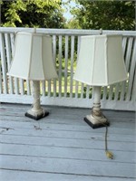 Two Marble-Base Lamps