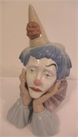 Lladro Sad Jester Clown Bust Head Porcelain