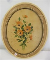 Antique Oval Floral Art. Original Work by Artist,
