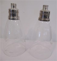 (2) Etched Clear Glass Hurricanes with Gorham