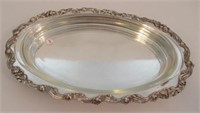 Large Oval Silver Plated Footed Serving Tray with