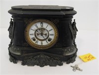 Antique Ansonia "Pompeii" Cast Iron Mantle Clock