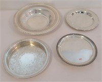 (4) Vintage Silver Plated Round Serving Trays