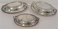 (3) Vintage Silver Plated Oval Serving Dishes