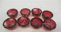 Vintage Set of (8) Ruby Red Glass Salt Cellars