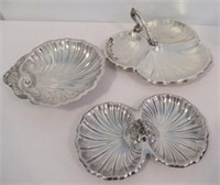 (3) Silver Plated Clam Shell Serving Pieces