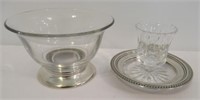 Vintage Sterling Silver Footed Bowl and Crystal