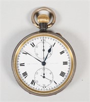 J.W. Benson Open Faced Chronograph Pocket Watch