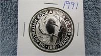 1991 AUSTRIALIAN KOOKABURRA SILVER COIN