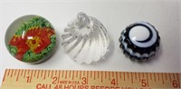 (3) Miniature Paperweights
