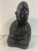 Antique Wood Carved African Warrior Bust