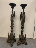 Altar Iron, Brass, Bronze Angel Candlesticks