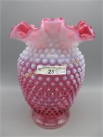 Fenton 8" cranberry opal hobanil vase