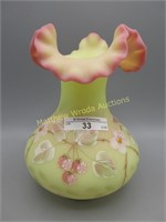 Fenton 7.5" hand painted burmese vase- 1991 Eversn