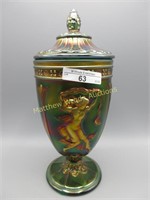 Fenton Emerald DAncing Lady lidded urn