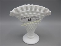 Fenton milk glass 3" Hobnail fan vase