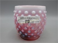 Fenton cranberry opal hobnail round rosebowl