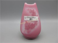 Fenton 5" sand carved rosequartz vase