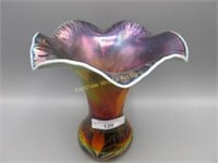 Imperial Freehand 7" ruffled vase w/ Orange Heart