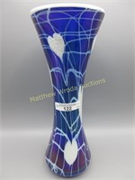 Imperial Freehand 11" Heart & Vine vase on cobalt